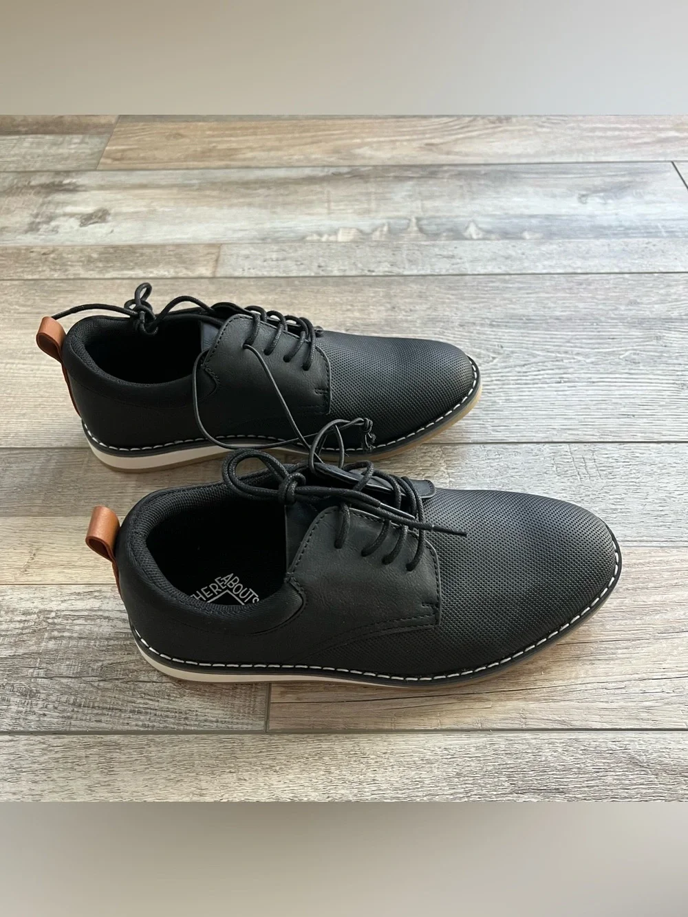 NWT Thereabouts Boys Black Mackem Oxford Shoes Size 4